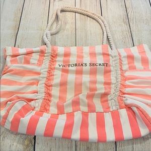 Victoria’s Secret Neon Pink Stripe Tote Beach Bag